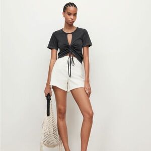 AllSaints Gigi Centre Drawcord Black T Shirt size 0